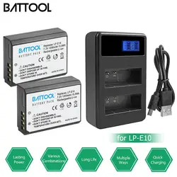 BATTOOL 1200 мА/ч, LP E10 LP-E10 Li-Ion Батарея + LCD Dual charger для Canon Rebel T3 T5 T6 EOS 1100D поцелуй X70 поцелуй X50