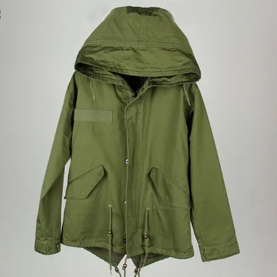 Maomaokong женская зимняя армейская парка армейского зеленого цвета пальто с капюшоном теплая куртка - Цвет: Short Color 1