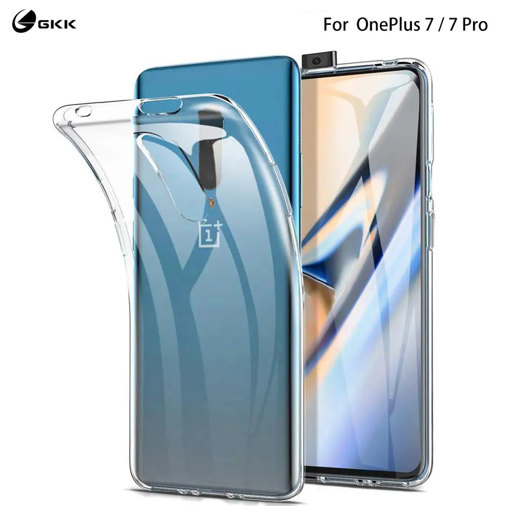 Оригинальный чехол GKK для Oneplus 7 прозрачный мягкий из ТПУ с текстурой полная