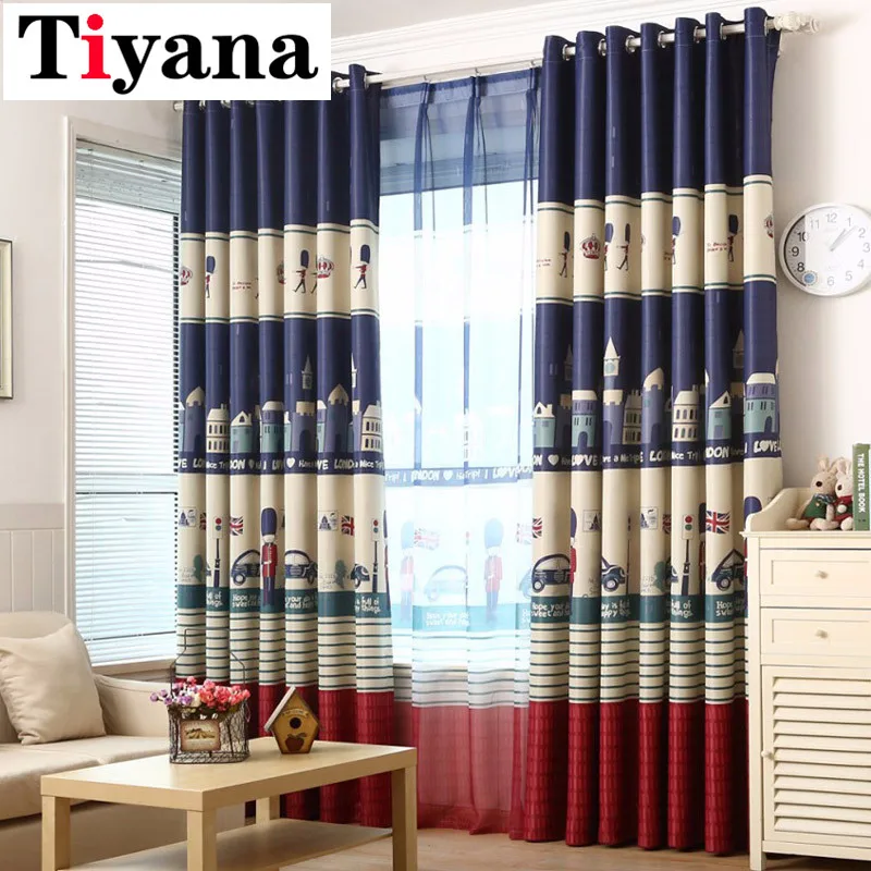 

Children Cartoon Boys Bedroom Curtain Sheer Voile Curtain Kids Blinds Window Shade Cloth Mediterranean Screening Fabric P025D15