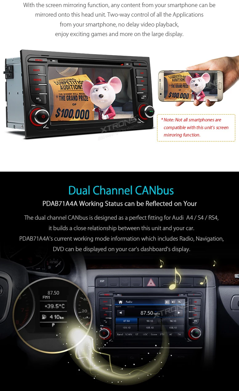 Best 7" Special Car DVD for Audi A4 2000-2008 & Audi S4 2003-2008 & Audi RS4 2002-2008 with Built-in Vehicle Standard DAB+ Module 7