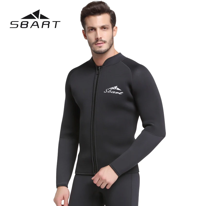 3MM 5MM Neoprene Wetsuit Jacket Mens Long Sleeve Front Zipper Drysuit Wetsuits Tops Surfing Warm
