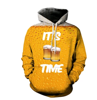 

Fashion Hooded sweatshirt 3D Print beer Autumn Spring Casual Men Sweatshirt Couple Hoodies casaul Unisex Tracksuit