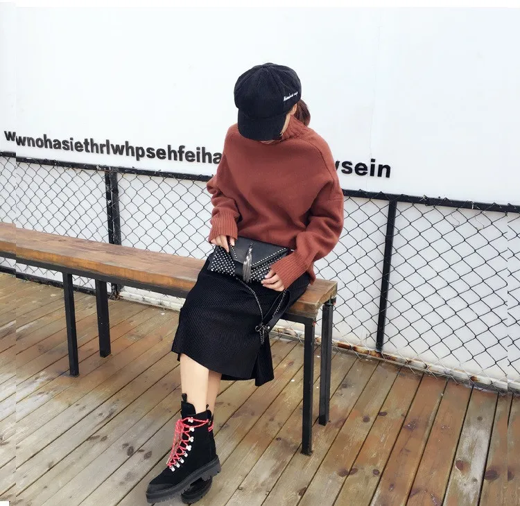 NIGEDU Punk rivet Women envelope clutch bag chain tassel women messenger bag female Crossbody bag  (18)