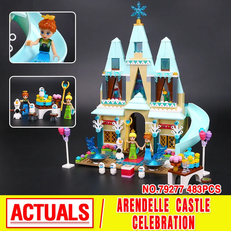 

483Pcs Friend Elsa Anna Arendelle Castle Celebration Model Building Kits Minifigure Block Bricks Compatible Girl Toy legoe 41068
