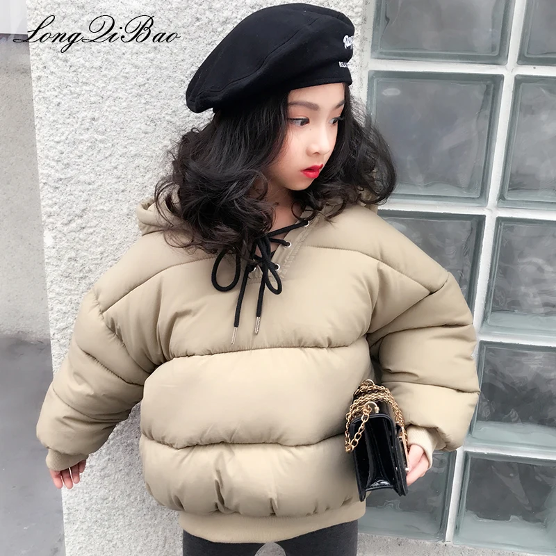 

Girls Korean version of the thickening set of solid color bread clothes coat 2018 winter new big children's children's cotton co