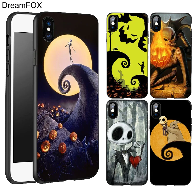 DREAMFOX L189 Jack Skellington Black Silicone Case Cover For Apple iPhone XR XS Max X 8 7 6 6S