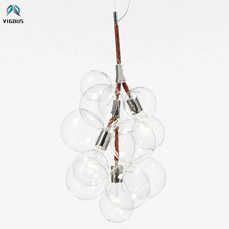 Современная дизайнерская стеклянная светодиодная люстра E27 Edison подвесная для