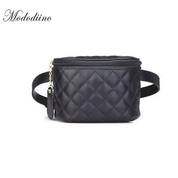 

Mododiino Vintage PU Leather Women Waist Belt Bags Black Belt Pack Waist Bag Plaid Small Ladies Bags Famous Brand Bolsas DNV0164