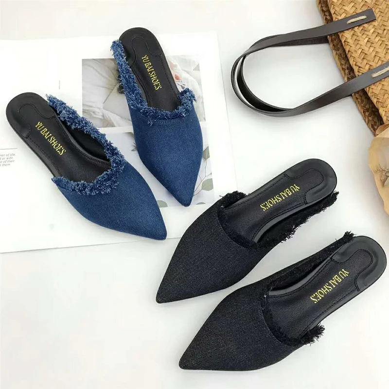 denim mules womens shoes