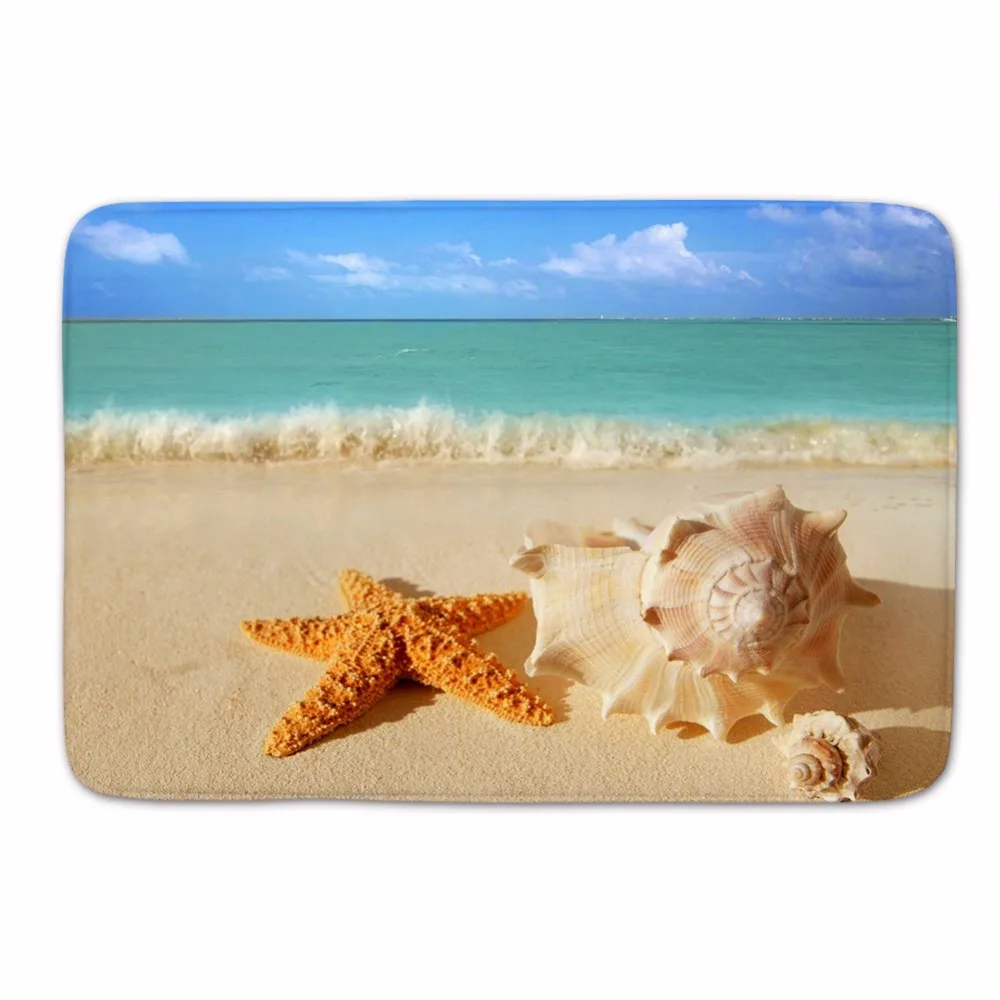 Starfish Shell Bathroom Mats,Beach Ocean Door Mat Outdoor,Modern