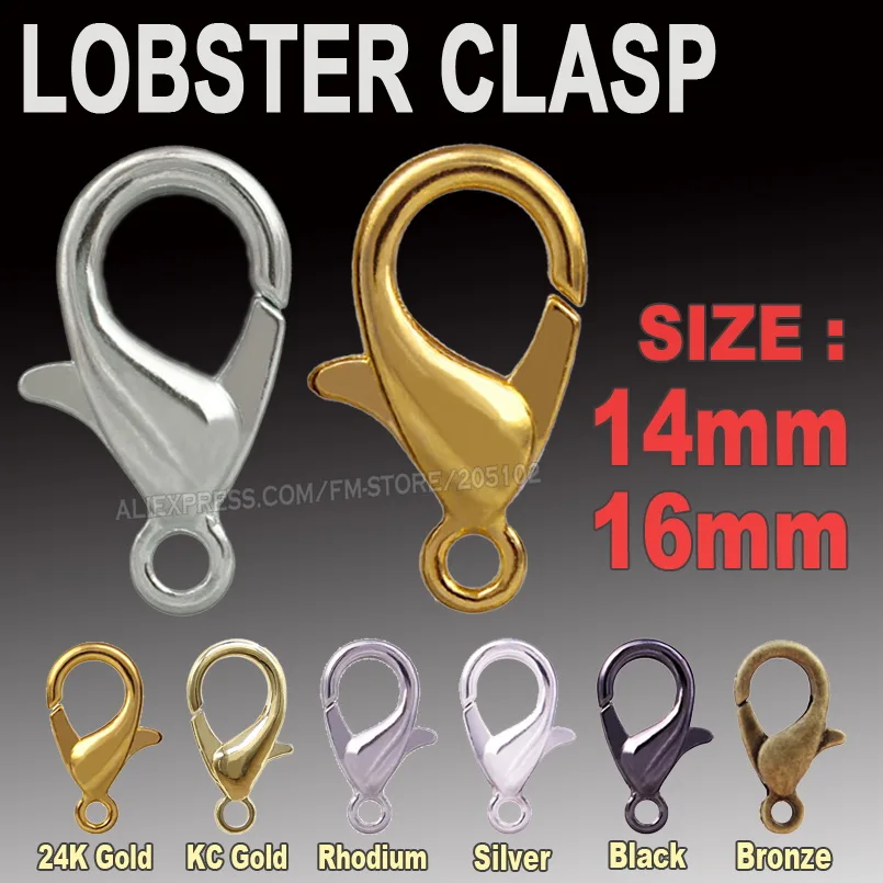 12mm /& 10mm 16mm 14mm Lobster Clasps in Gold or Silver Colour in sizes 18mm