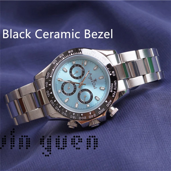 

Luxury Brand New Men Automatic Mechanical Watch Silver Black Blue Stainless Steel Sapphire Ceramic Bezel Daytona Watches AAA+