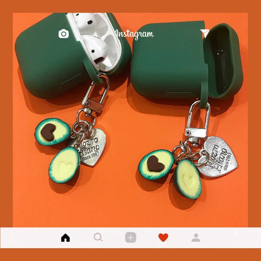Чехол для наушников apple airpod 2 с подвеской в виде авокадо милый противоударный