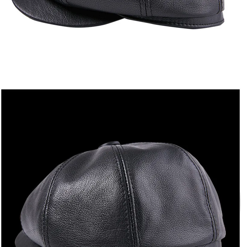 XdanqinX/ зимние новые стильные мужские береты из воловьей кожи, толстые теплые кожаные кепки, Мужская зимняя шапка из натуральной кожи, шапка для папы