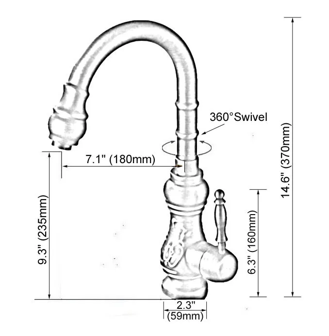 Antique Brass Single Lever Handle Swivel Kitchen Bathroom Sink Basin Faucet Mixer Taps  aan004