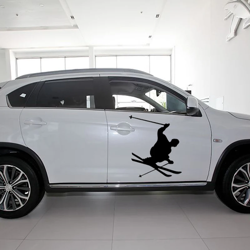 58cm x 41.5cm Skier Skiing Jump Turn Skis Car Sticker For Cars Door Side Truck Window Rear