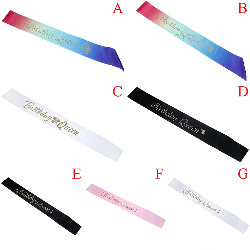 

Elegant Queen Birthday Sash Birthday Party Decorations Ideas Supplies Birthday Queen Satin Sash Women Girls 80*9.5cm