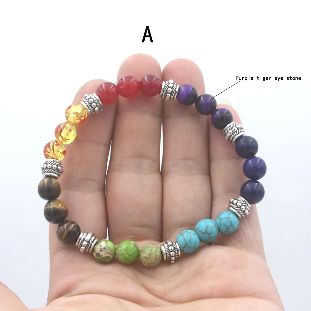 7 Chakra mala bracelet for women jewelry wholesale - Окраска металла: A