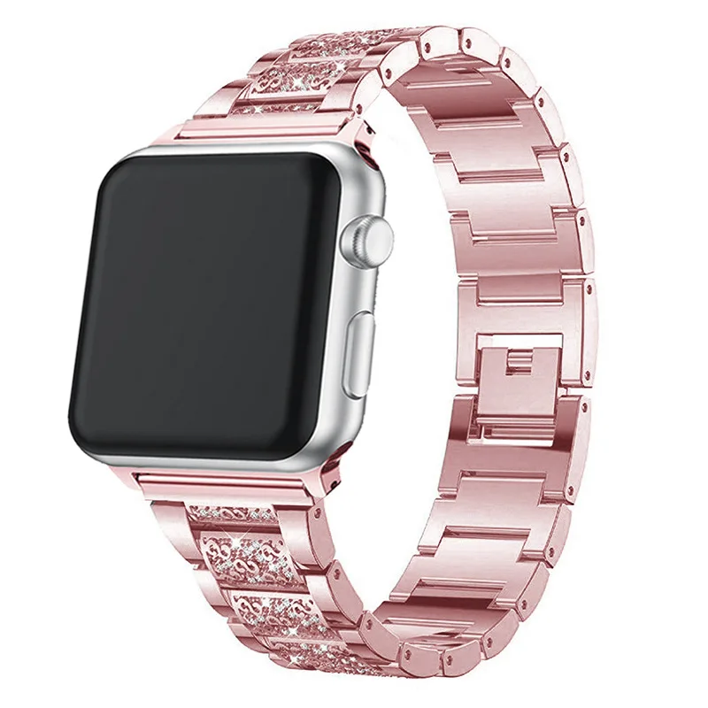

Suitable To for Apple Watch 123 Generation for Apple 38/42mm Full Rhinestone Metal Inlaid Steel Strip Stainless Steel Strap
