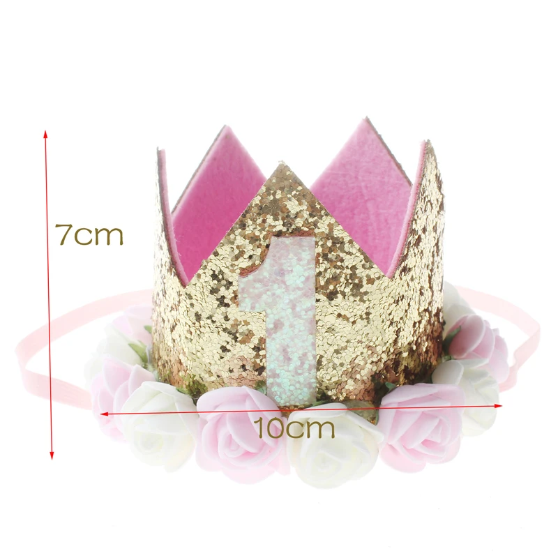2019 Newest Birthday Crown Flower Tiara Headband Baby Girl Boy Party Hair Bands Accessor Birthday Hair Bands Crown
