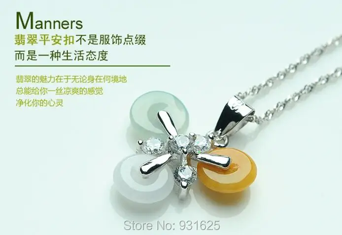 

Grade A Natural Burmese Green Jadeite Pendants + certificate Safety Buckle Flower Lucky Pendant Necklace Fine Jade Jewelry