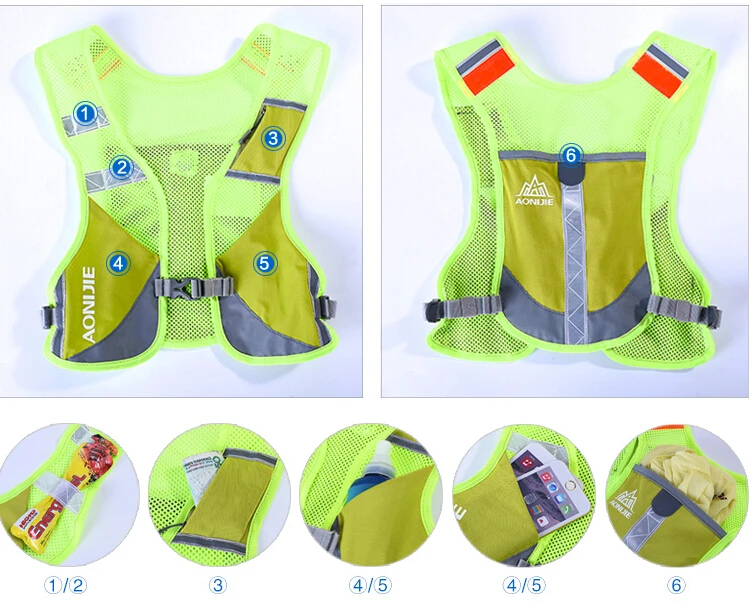 AONIJIE Marathon Reflective Vest Bag Sport Running Cycling Bag for Women Men Safety Gear With 2Pcs 250ML Water Bottles AONIJIE Marathon Reflective Vest Bag Sport Running Cycling Bag for Women Men Safety Gear With 2Pcs 250ML Water Bottles
