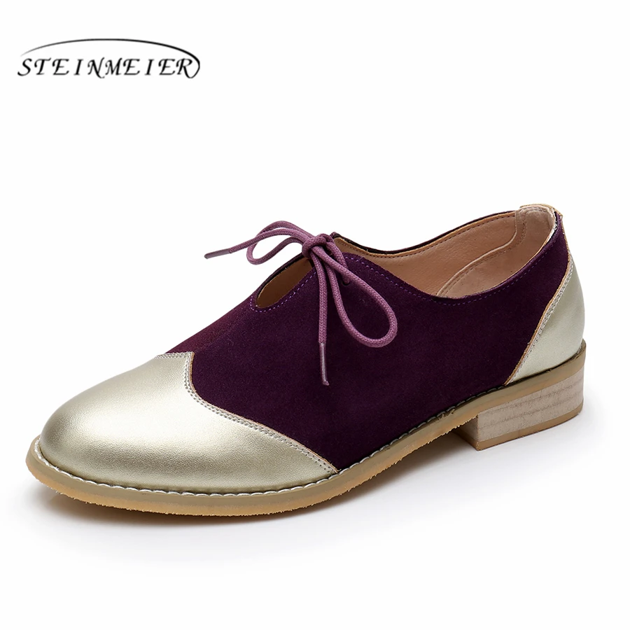 Najtaniej Kobiety mieszkania krowa skórzane buty damskie kobieta dorywczo obcasy pnącza handmade oxford wiosna letnie buty dla kobiet w stylu vintage buty