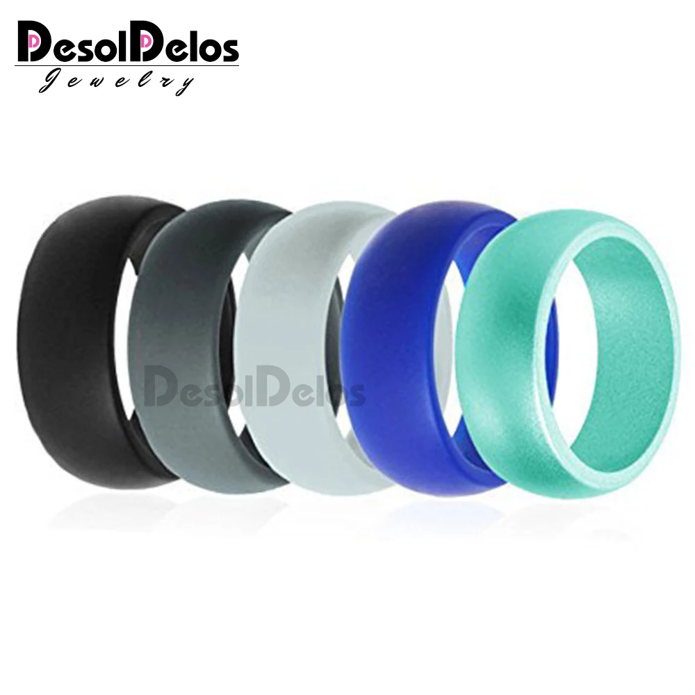 

DD High Quality 6-12 Size Food Grade FDA Silicone Finger Ring Hypoallergenic Flexible Rubber Rings For Men Women 5pcs/set