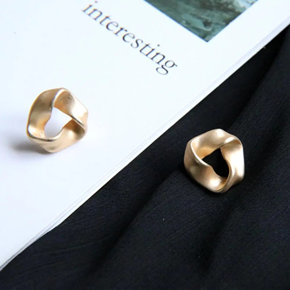 

Geometric Twist Triangle Earring Gold Matte Color Metal Ear Stud Punk Korean Style Needle Earring Jewelry Gift For Women Girls