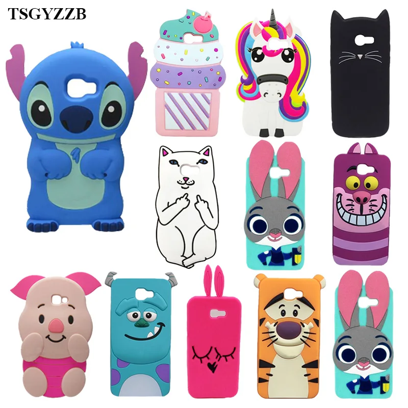 

For Samsung Galaxy A3 A5 A7 2017 A320 A520 A720 Case 3D Silicon Minion Unicorn Minnie Stitch Cartoon Soft Phone Back Skin Cover