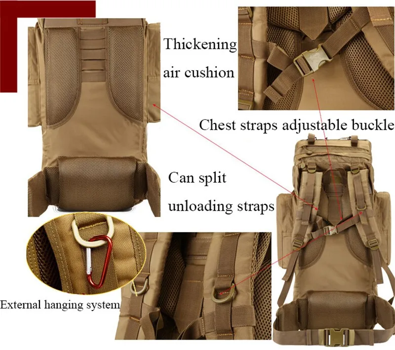Военный тактический рюкзак, 70Л, большая вместительность, походные сумки, уличная спортивная сумка, мужской походный рюкзак, рюкзак для путешествий