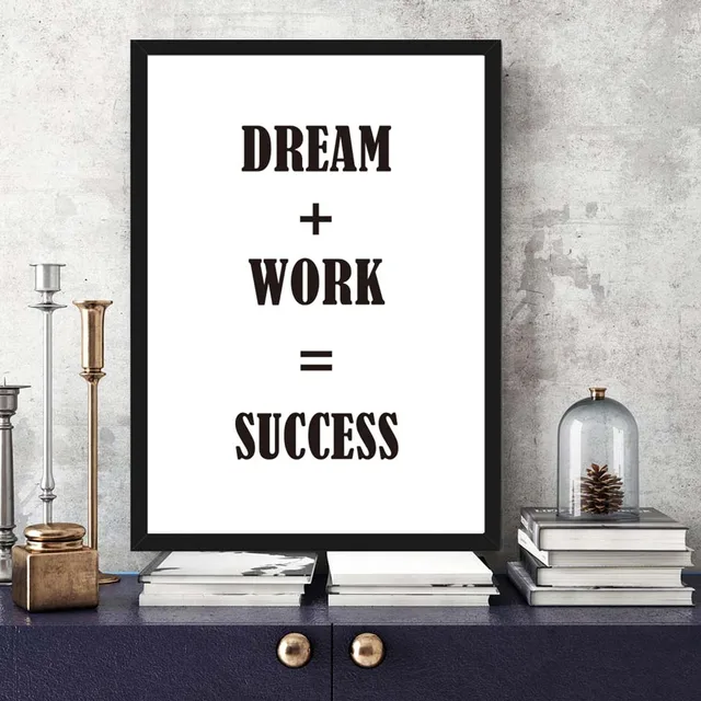Dreams Plus Work Equal Success Inspirational Quote Canvas 