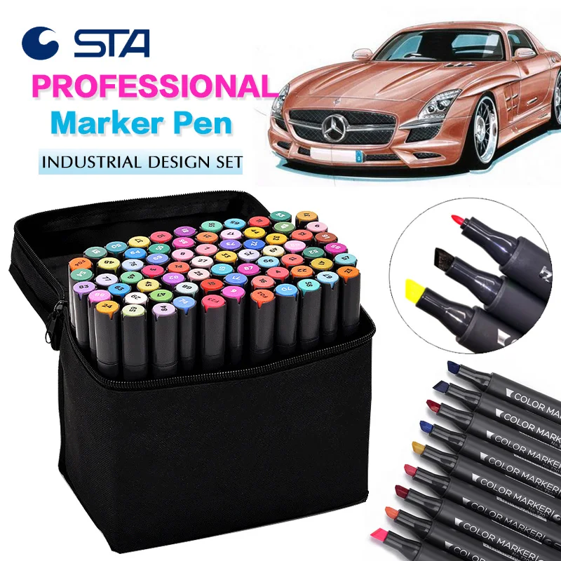 STA 36/48/60/72 Industrial Design Marker Set Dual Art Drawing Markers