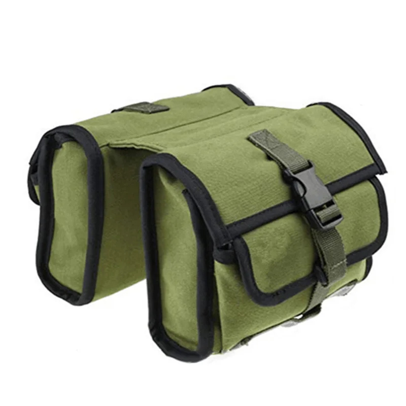 

1pc 15*10*5.5cm Motorcycle Saddlebags High Quality Army Green Canvas Equine Back Pack Canvas Luggage Vintage Bag Accessories