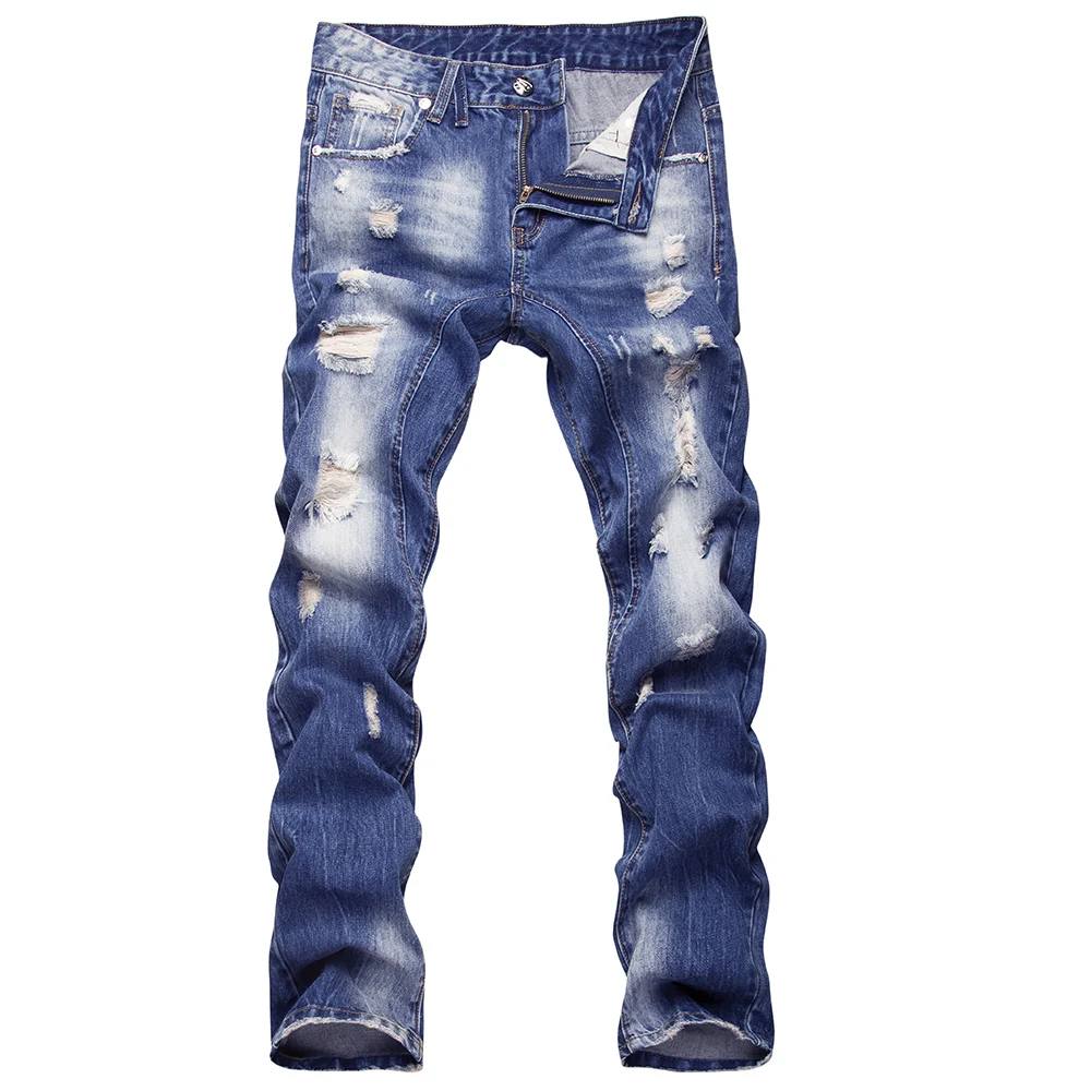 2016 NEW Men blue hole Jeans,Famous Brand Fashion Denim casual pants ...