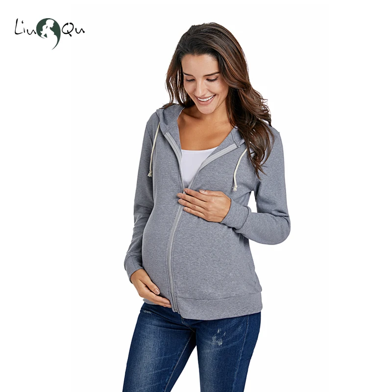 Женские футболки с длинным рукавом Кардиган с застежкой-молнией для кормления толстовка с капюшоном для беременных пальто для беременных Одежда Тонкий Беременность Топы Embarazada