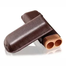 

Top Grade lizard leather Cedar Wood Lining Cigar Case 2 Tubes Capacity Travel Mini Humidor Portable cigarette Storage Cigar case