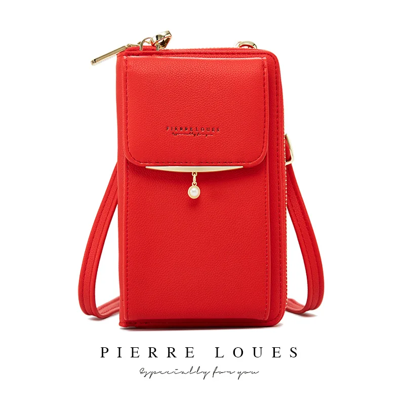 YIZHONG, многофункциональные сумки через плечо для женщин, сумки и кошельки, кожаные, для карт, для сотового телефона, карман, женские сумки-мессенджеры - Цвет: red