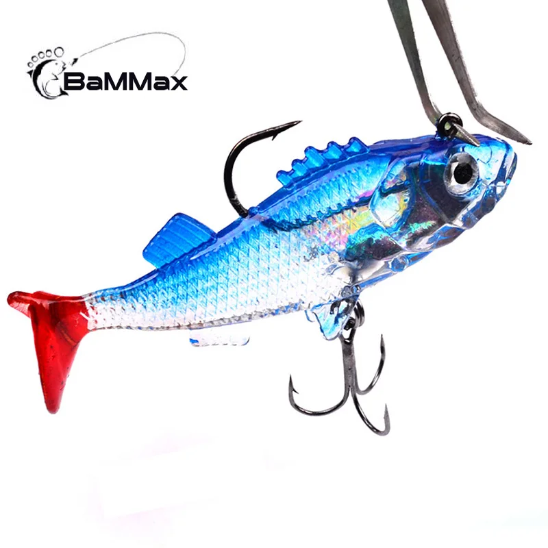  BaMMax Fishing lure 14g 8.5cm Soft lures with Hook  Wobblers Artificial Bait Silicone Sea Bass Carp 3D Eyes Lead Fishing Lures