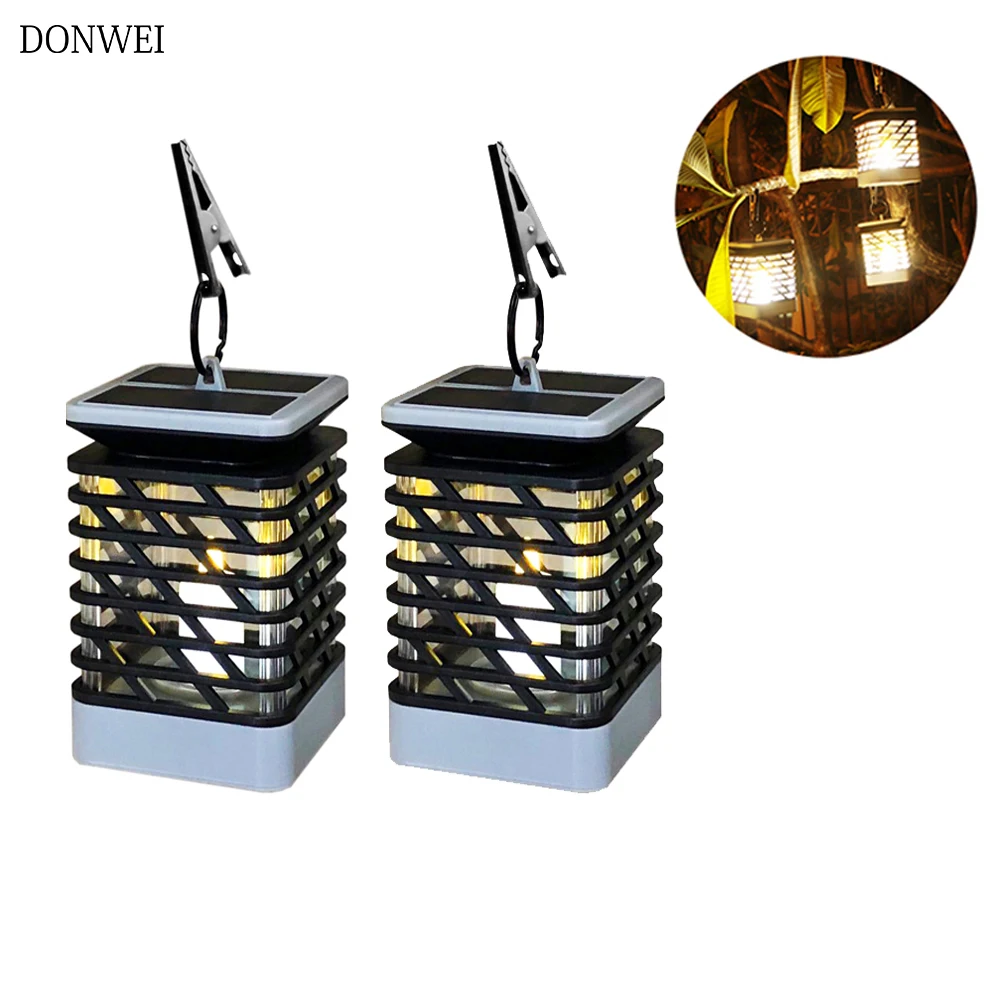 

2PCS/lot Waterproof LED Solar Light Outdoor Portable Flickering Candle Solar Led Hanging LED Umbrella Lantern Garden Light