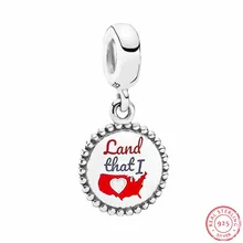 Красочные эмаль 'Land That I Love' Подвеска Шарм бусины для женщин ювелирных изделий DIY Fit PANDORA Подвески Серебро 925 FL670