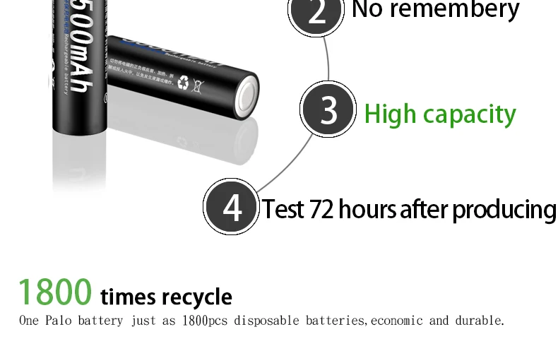 PALO 2 шт AA батареи 1,2 V 2a AA 2500mAh Ni-MH Предварительно заряженный аккумулятор 2A батареи для камеры