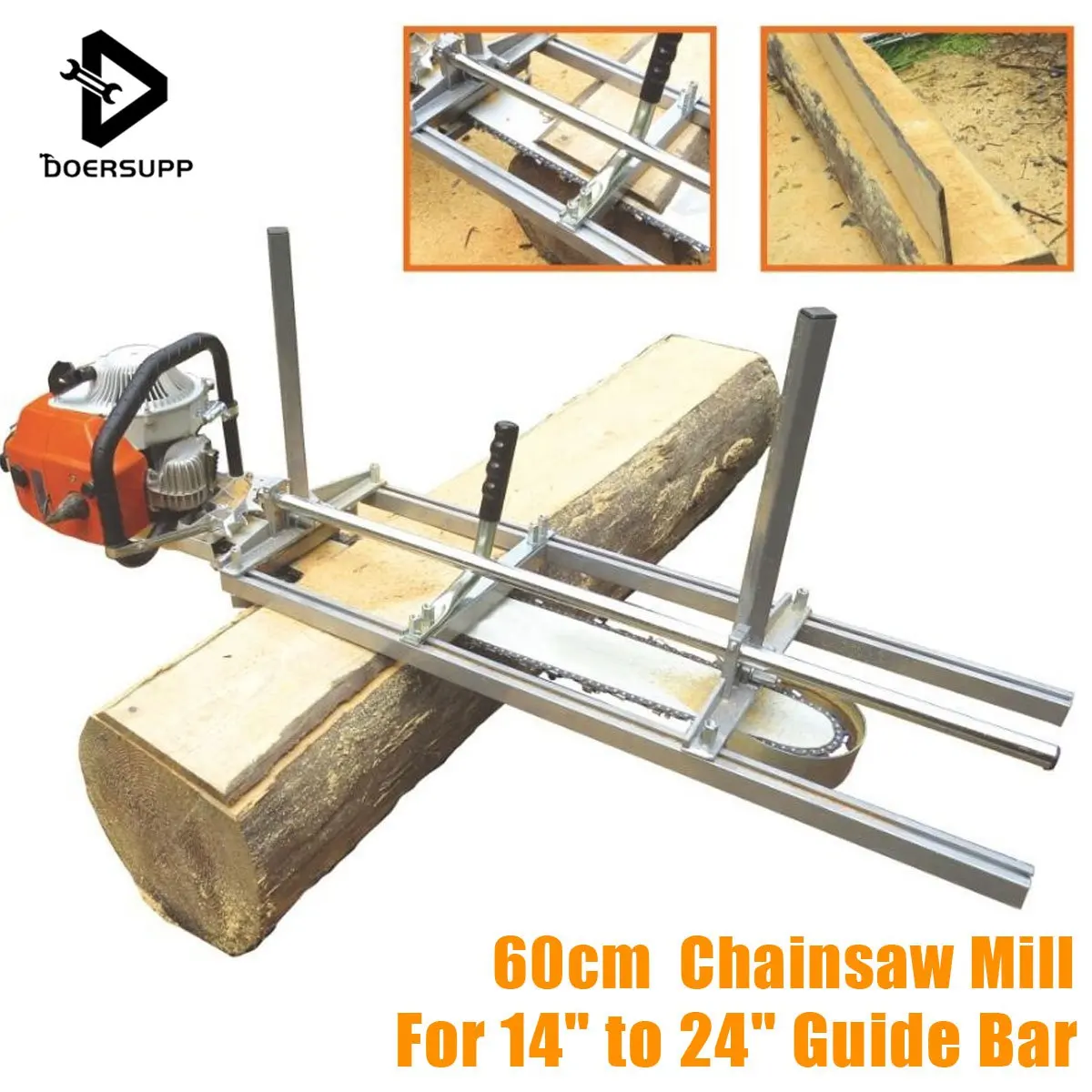 

Doersupp 60cm Portable Chainsaw Mill Planking Milling From 14'' to 24'' Guide Bar Planking Lumber Cutting Tool