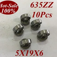 10 шт. низкий уровень шума 635zz 635z 635-zz 5x19x6 5*19*6 радиальный шарикоподшипник микро миниатюрный небольшой подшипник двигателя