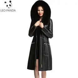 Зимнее пальто из натуральной овчины, женская черная шуба из натурального меха лисы, российские замшевые шубы размера плюс 5XL 6XL