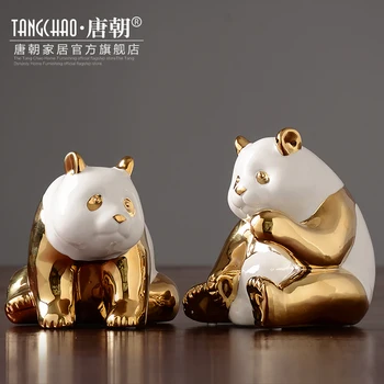 

Modern Simple Golden Panda Decoration Living Room Office Tv Cabinet Wine Cabinet Arrangement