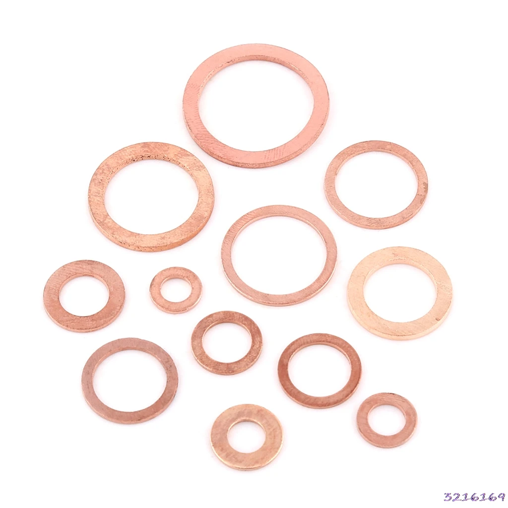 

280Pcs 12 Sizes Copper Flat Metric Sealing Washers Assortment Set With Case