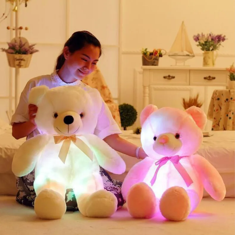 New Creative Light Up LED Teddy Bear Stuffed Animals Plush Toy Colorful