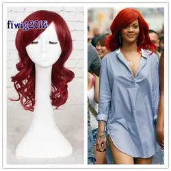 Хэллоуин ролевой игры Для женщин Rihanna красный волнистые волосы парик певица Рианна ролевой игры волосы парик костюмы